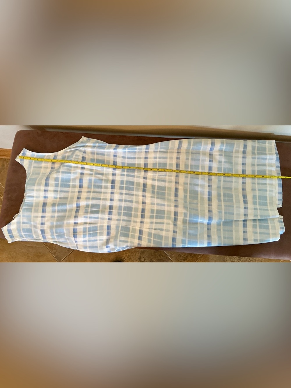 Jaclyn Smith Light Blue and White Plaid Sleeveless Shift Dress - Picture 6 of 7